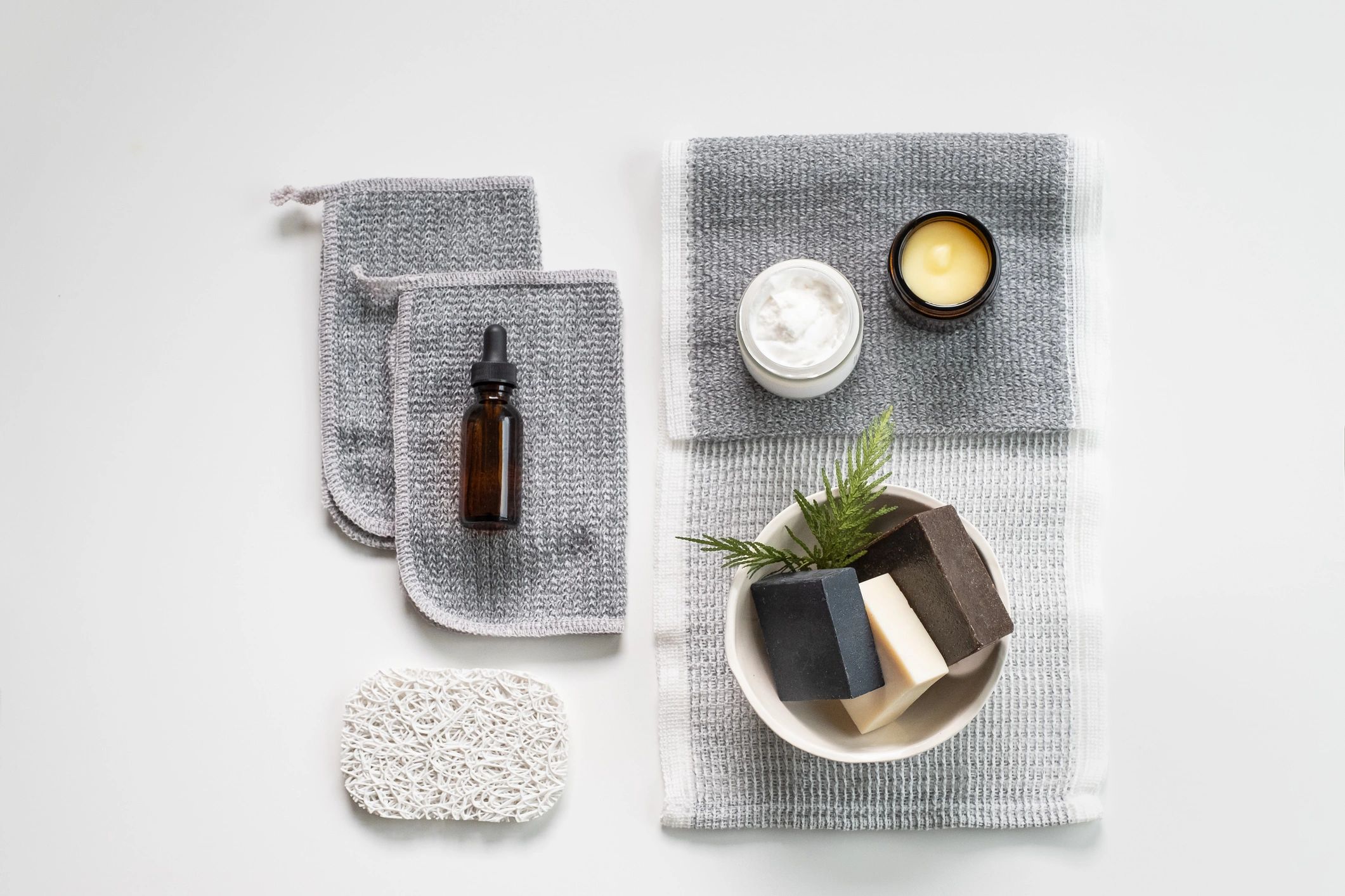 Lifestyle image of reusable jars and skincare items