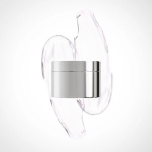 metallic cream jar packaging mockup, silver skincare jar, luxury electroplated facial cream container, round shape silver electroplating lip mask packaging, Chrome Electroplated Glass cosmetic pod